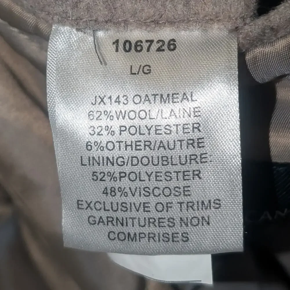 Cardinal of Canada Wool Blend Bomber Jacket In Oatmeal, Size Large